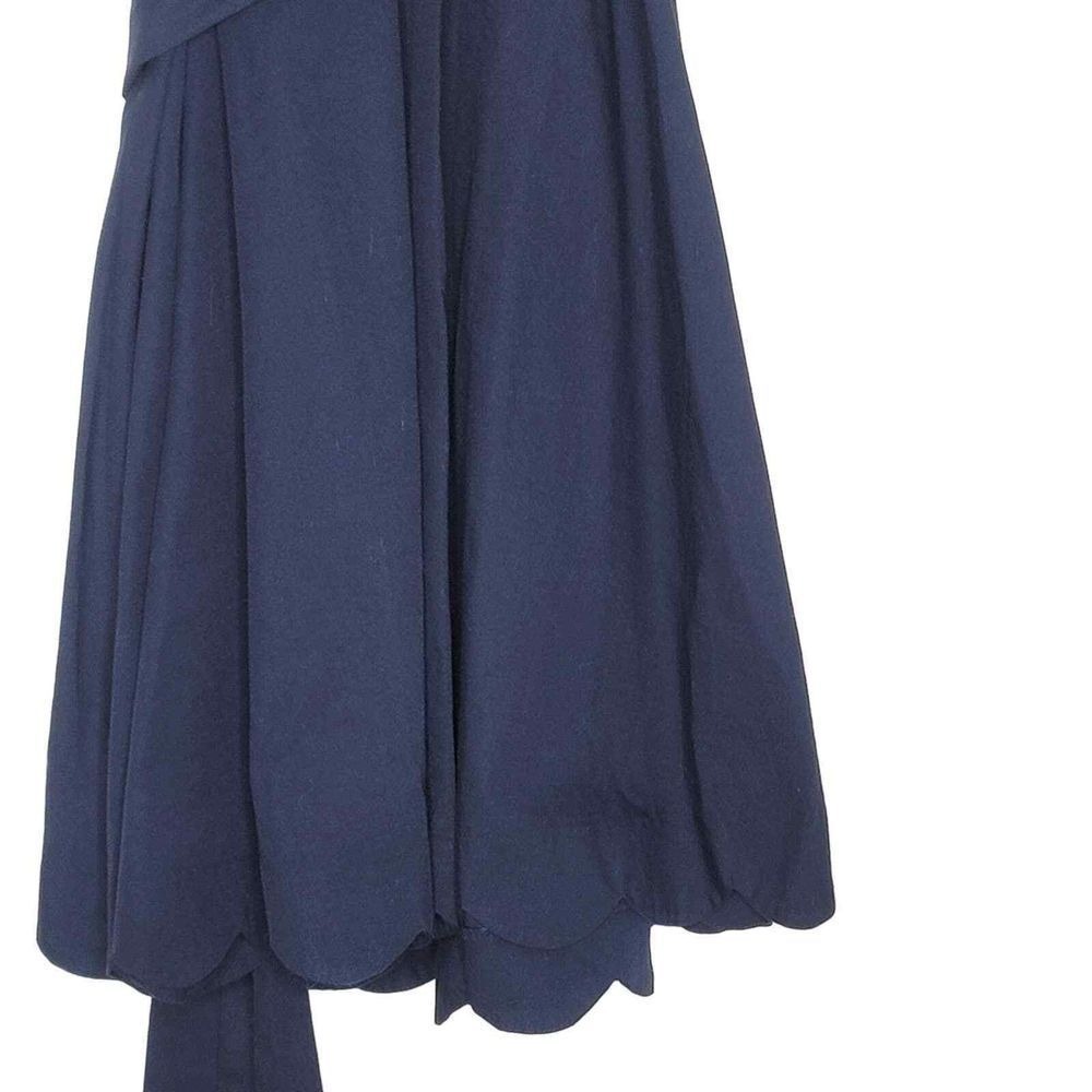 Crown & Ivy Navy Blue Sleeveless Dress Ruffle Neck Belted VNeck Classic Preppy S - Picture 10 of 11